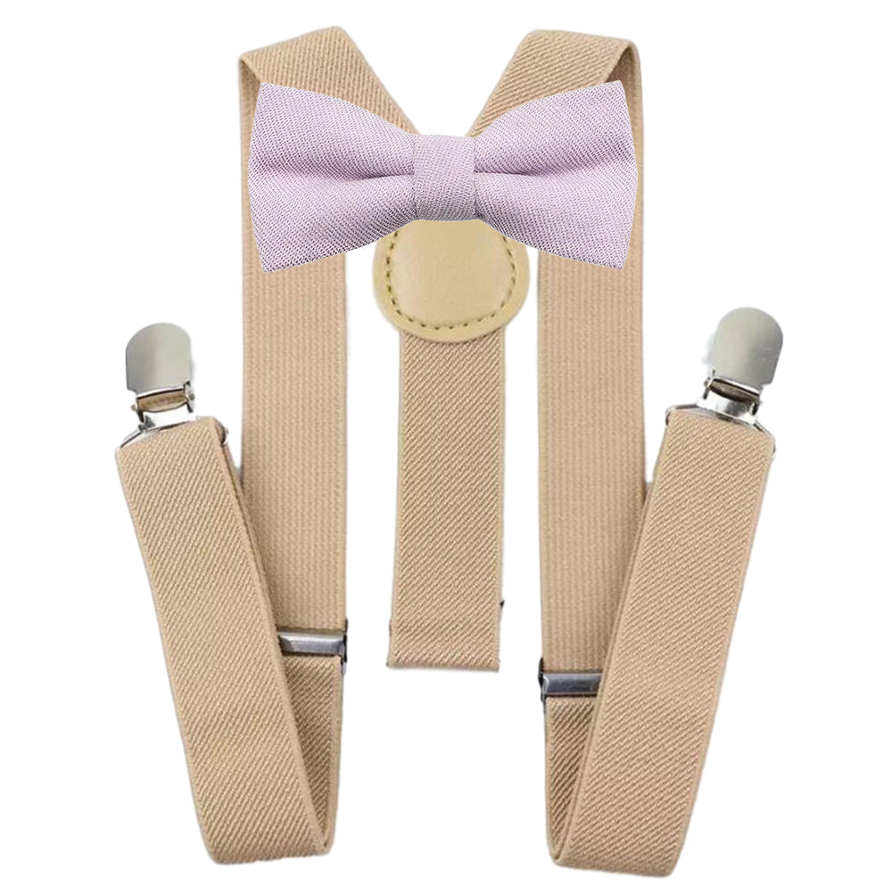 Viola Boys Soft Purple Cotton Blend Bow Tie and Cream Braces Set