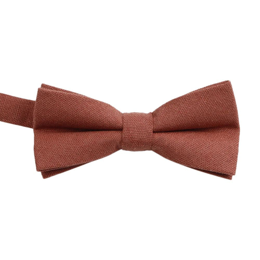 Calvin Burnt Coral Cotton Boy’s Bow Tie, Pocket Square and Cream Braces Set