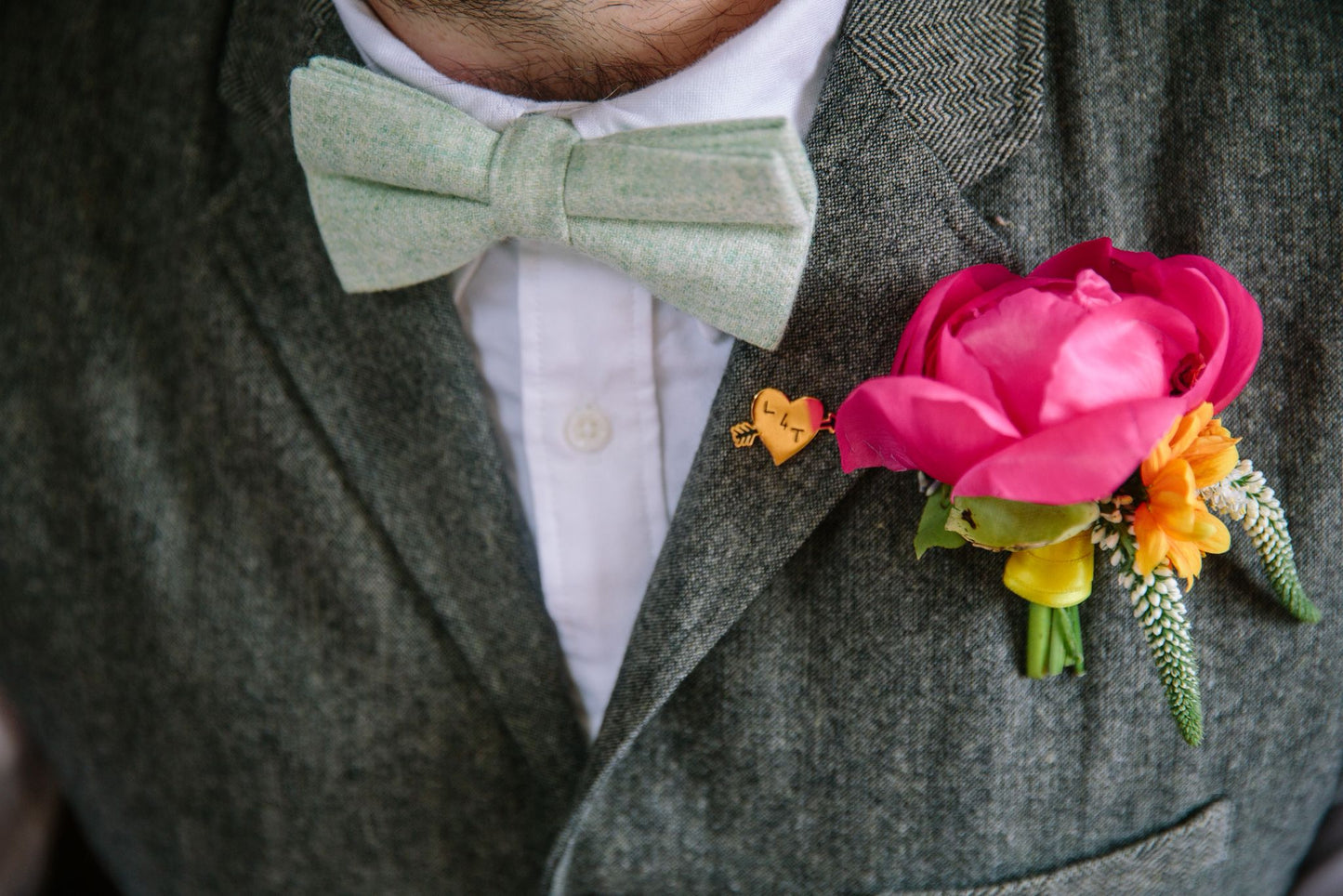 Light Green Wool Bow Tie