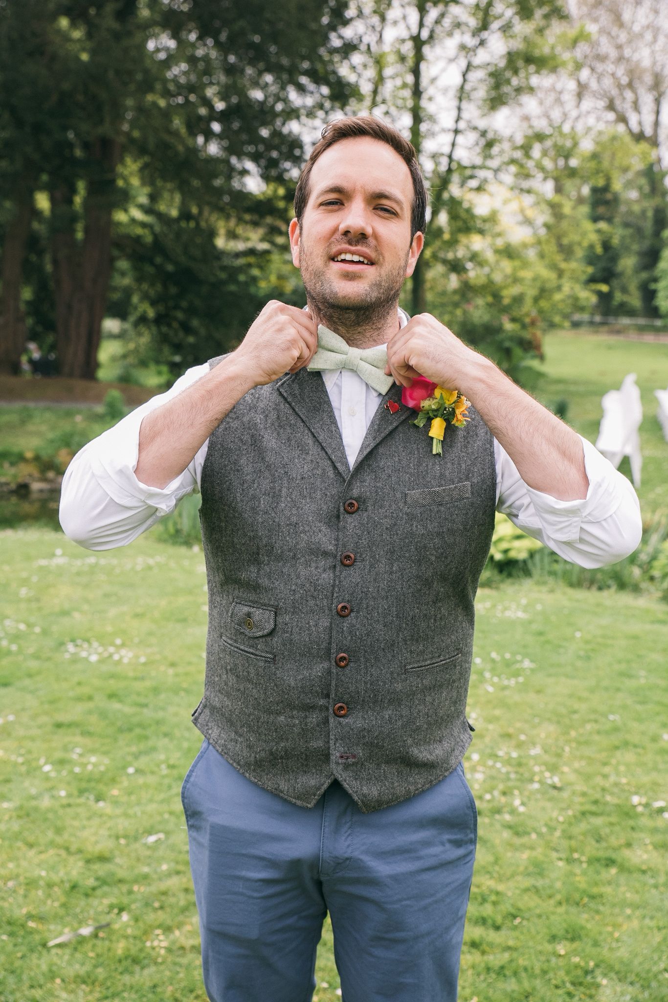Light Green Wool Bow Tie