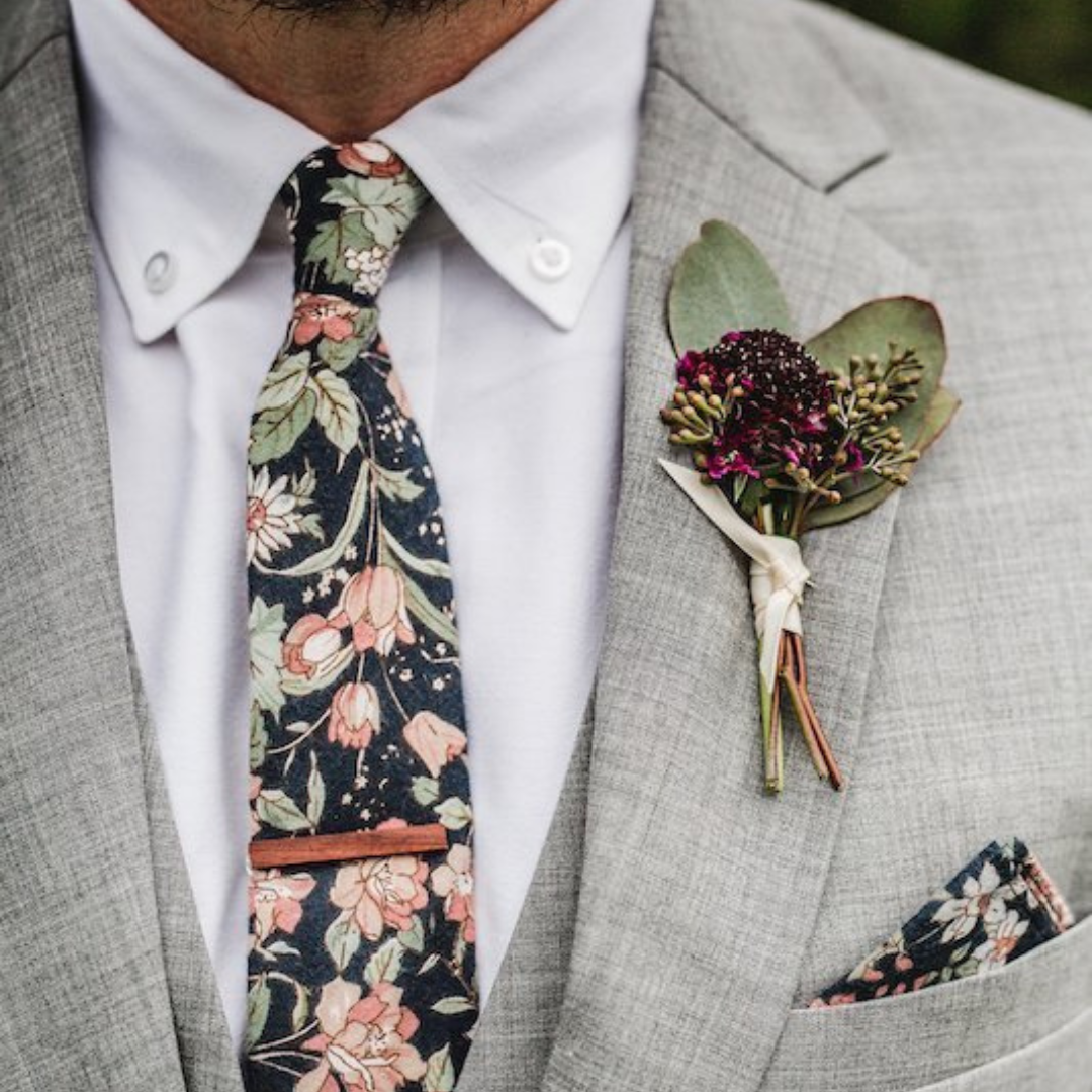 Margot Blue & Pink Floral Tie and Pocket Square Set