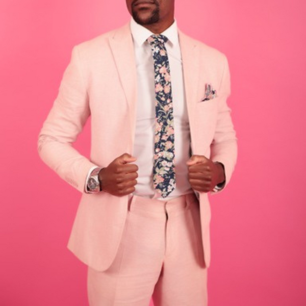 Margot Blue & Pink Floral Tie and Pocket Square Set