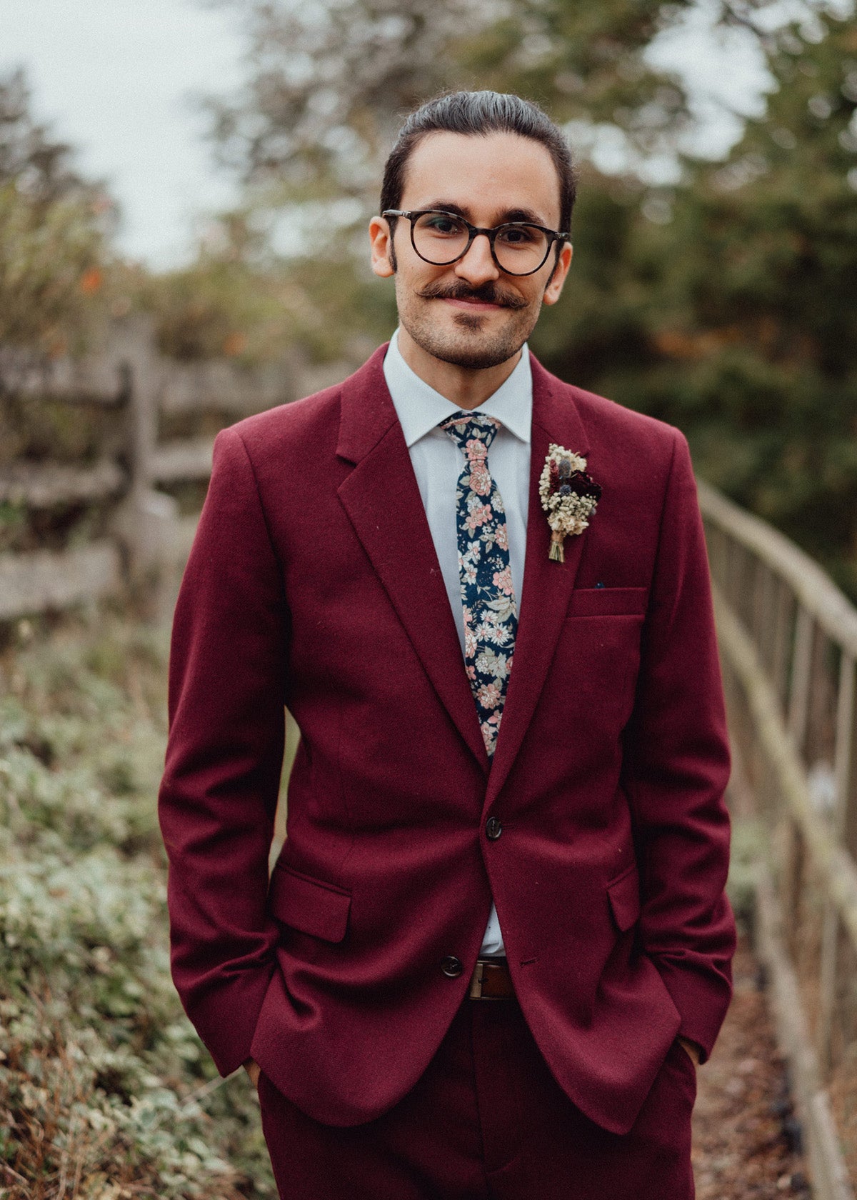 Margot Blue & Pink Floral Tie and Pocket Square Set