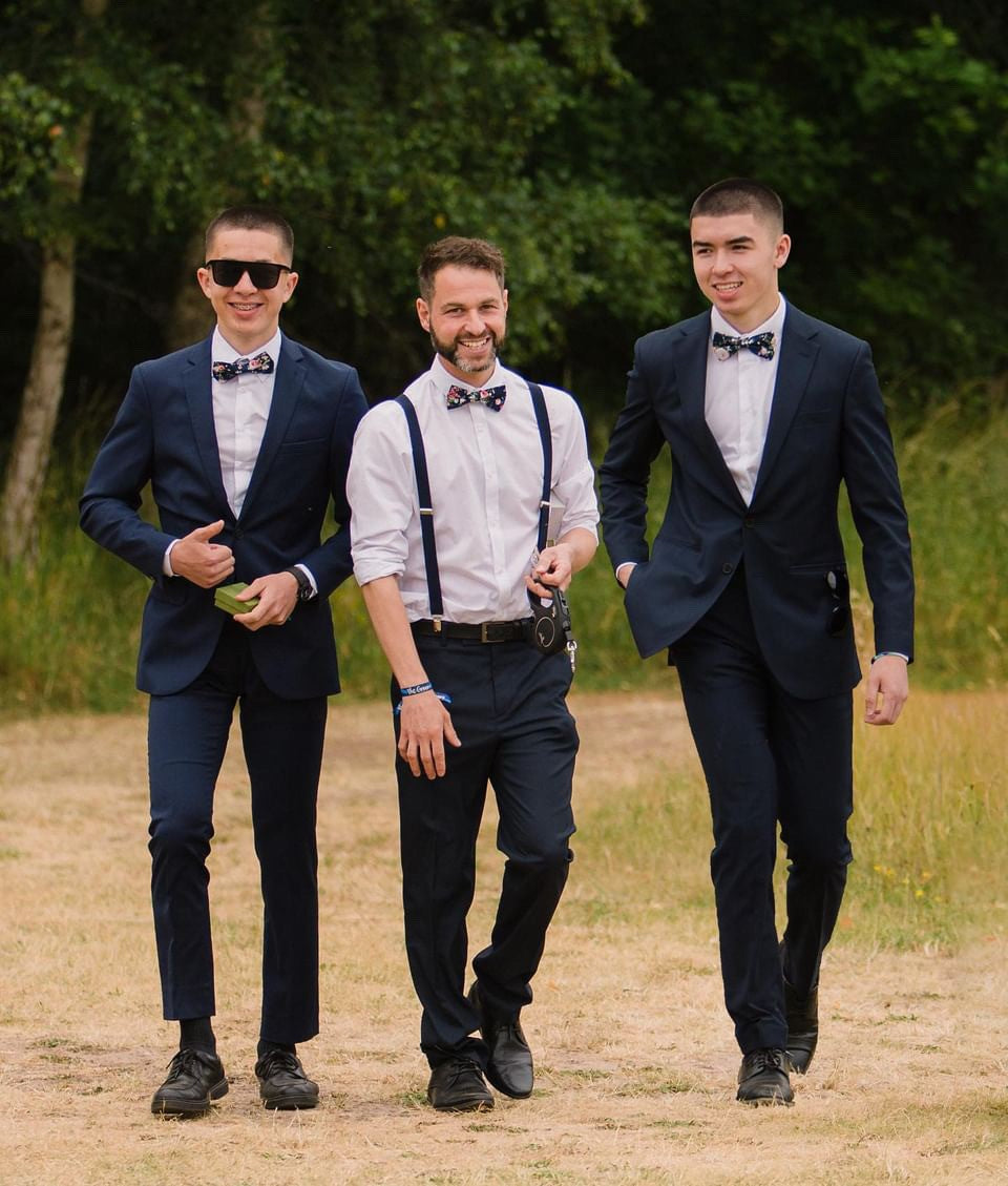 Millie Navy Blue Floral Bow Tie and Pocket Square Set