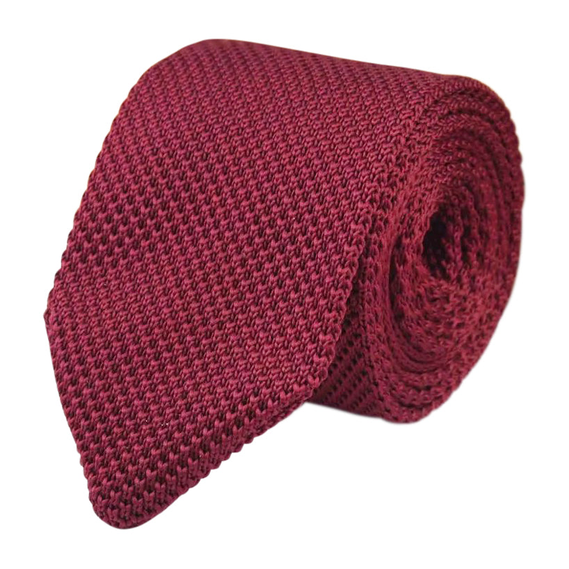 George Burgundy Waffle Knit Wool Tie