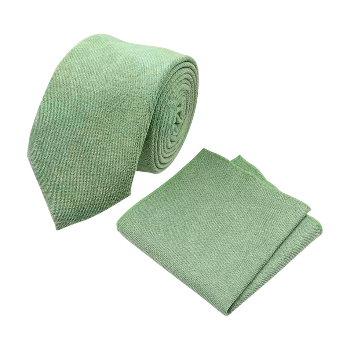 Harrison: Sage Green Cotton Blend Tie and Pocket Square Set