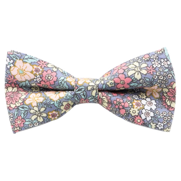 Nico Pink & Yellow Floral Bow Tie, Skinny Tie, Boys Bow Tie and Pocket Square Set