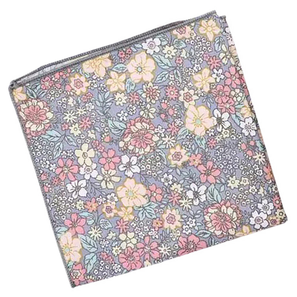 Viola lilac Purple Cotton Blend Tie and Nico Pink & Yellow Floral Pocket Square Set