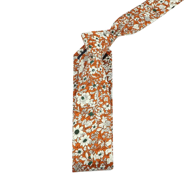 Nora Orange Floral Tie and Pocket Square Set