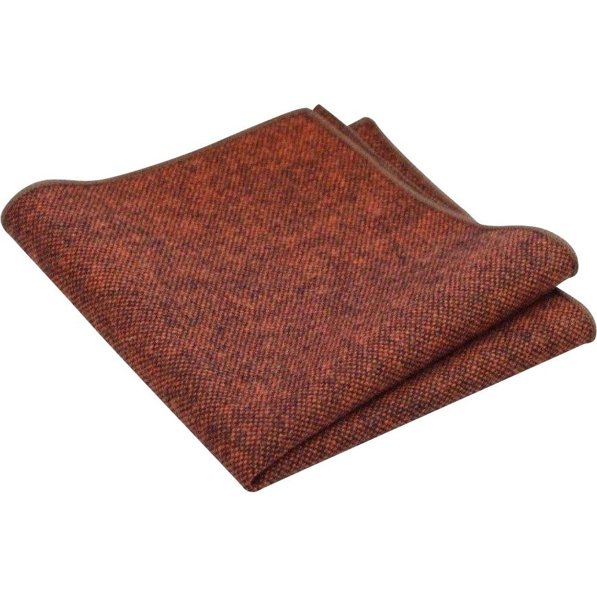 Charlie Rusty Burnt Orange Wool Groom & Page Boy Set - Adult Tie, Pocket Square & Children's Bow Tie