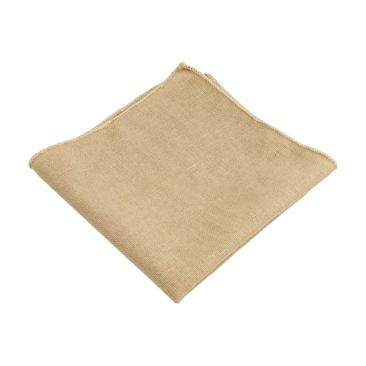 Perri Champagne Beige Cotton Pocket Square – Wedding Pocket Square for Groomsmen