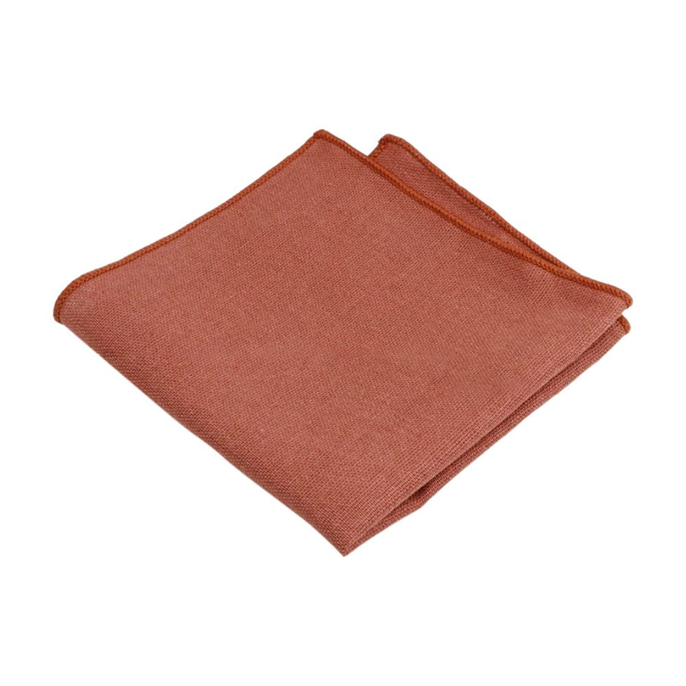 Calvin Burnt Coral Cotton Tie & Pocket Square Set – Groomsmen Wedding Accessories