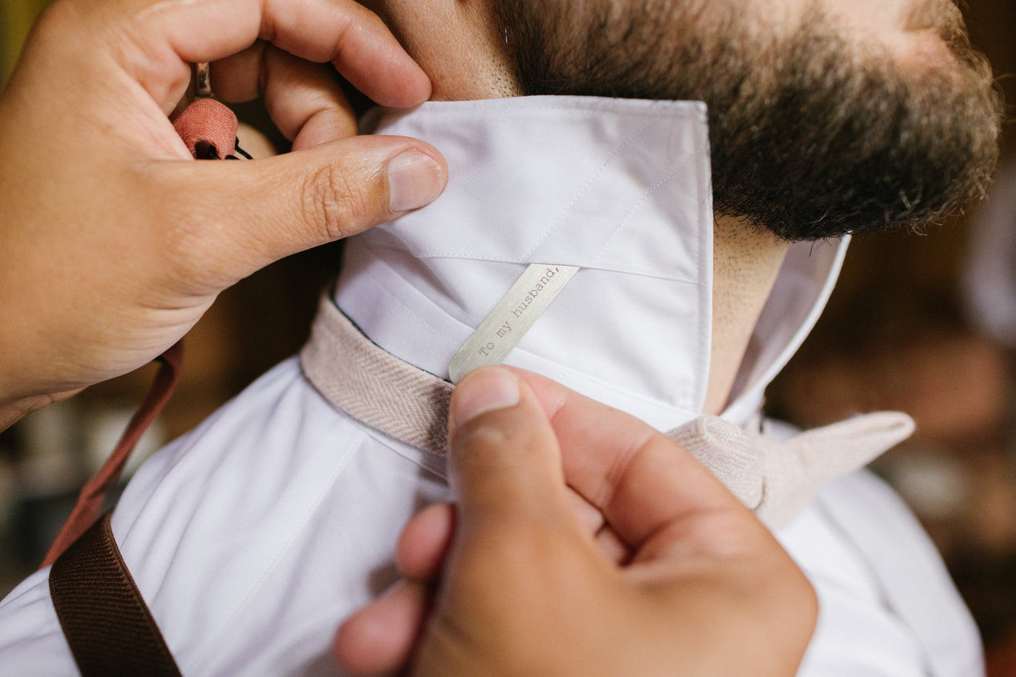Elle Pink Herringbone Tweed Bow Tie