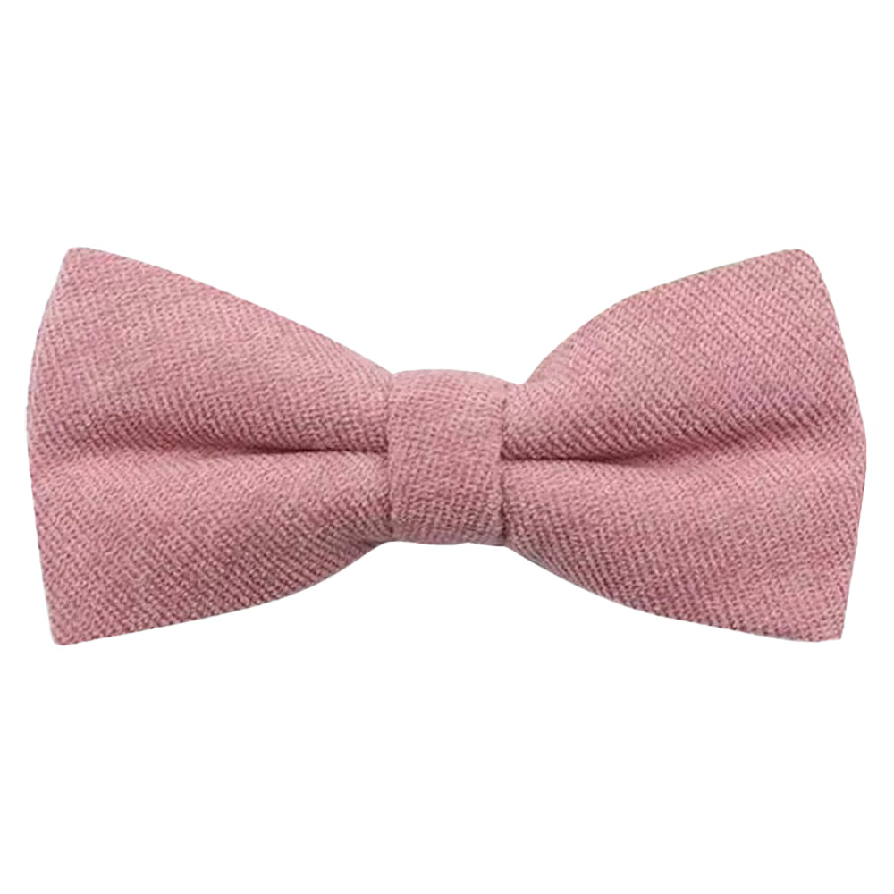 Rose Dusty Pink Cotton Blend Boy’s Bow Tie and Pocket Square Set