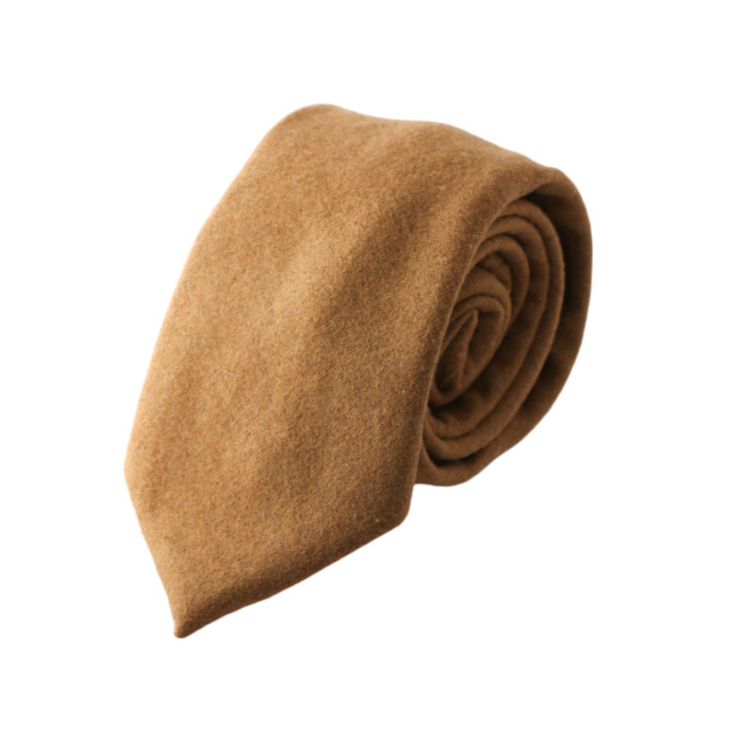 Rufus: Camel Brown Tan Tweed Wool Classic Width Tie