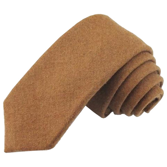 Rufus: Camel Brown Tan Tweed Wool Classic Width Tie