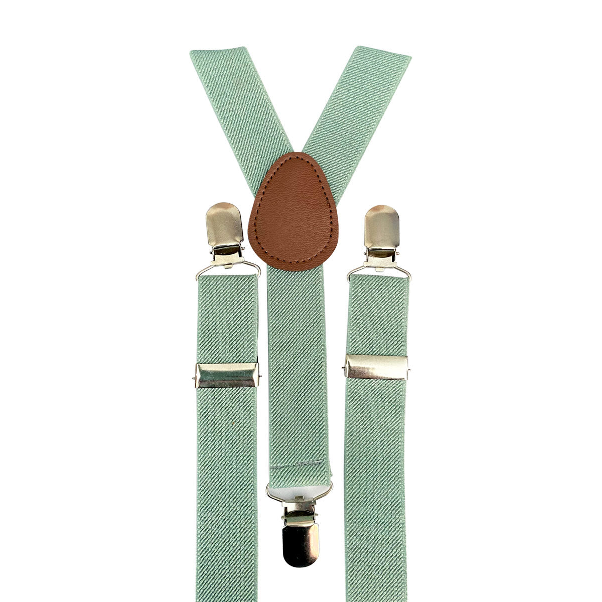 Harrison Sage Green Luxurious Cotton Blend Boy’s Bow Tie, Pocket Square and Sage Green Braces Set