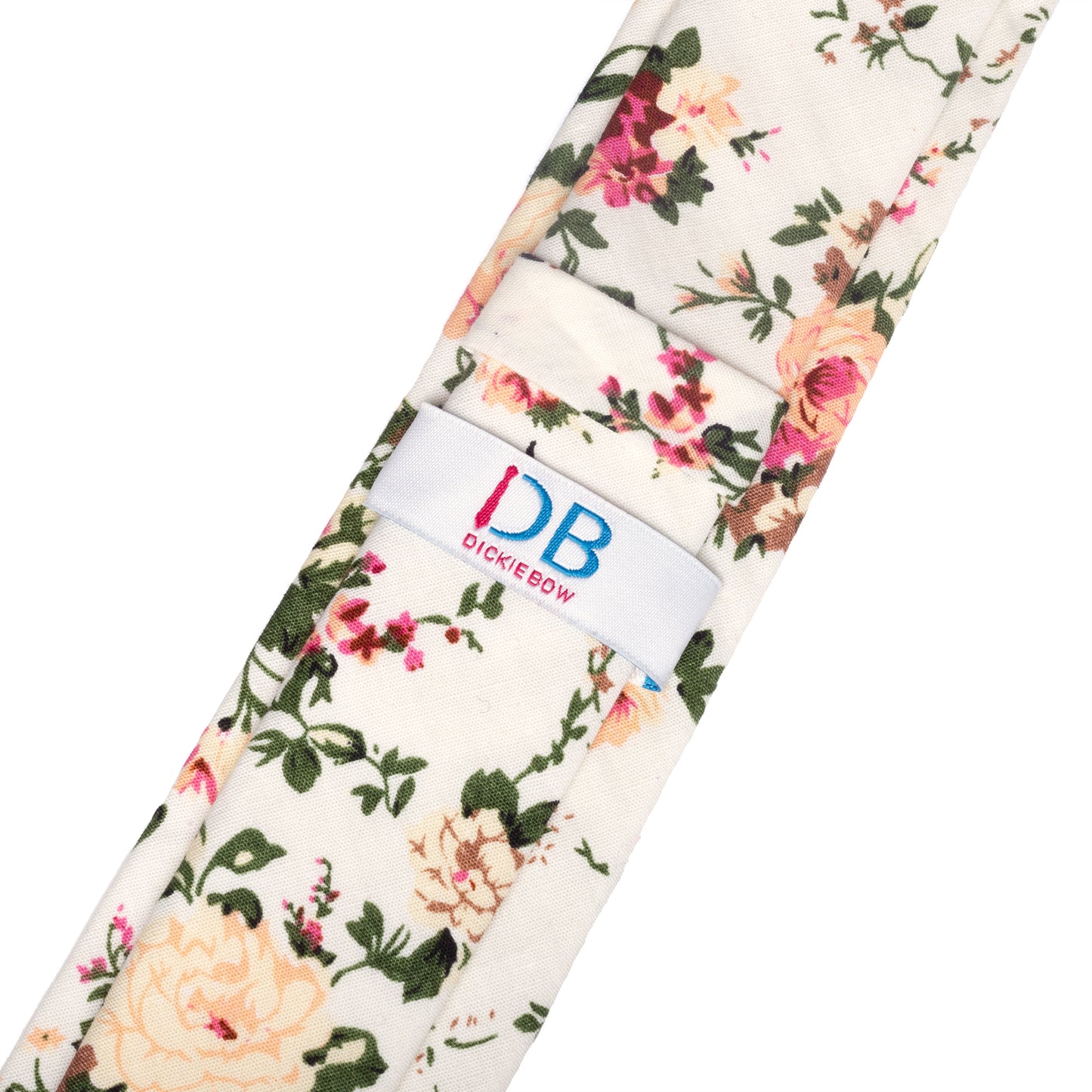 Olivia Cream Floral Cotton Tie, Pocket Square and Eucalyptus Green Braces Set