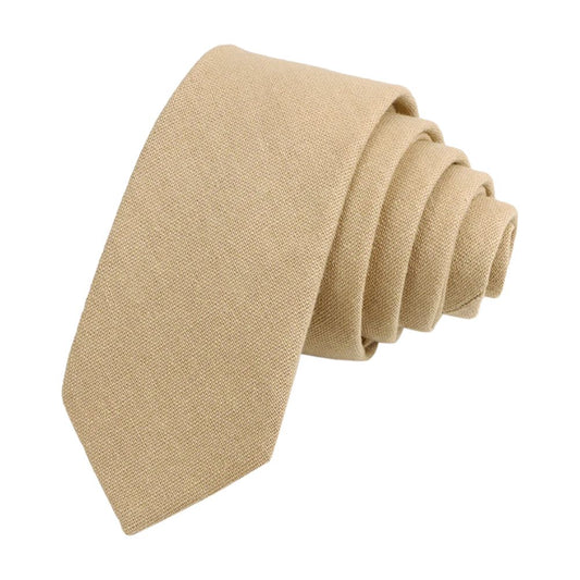 Perri Champagne Beige Cotton Slim Tie – Groomsmen Wedding Tie for Cream / Beige / Neutral Weddings
