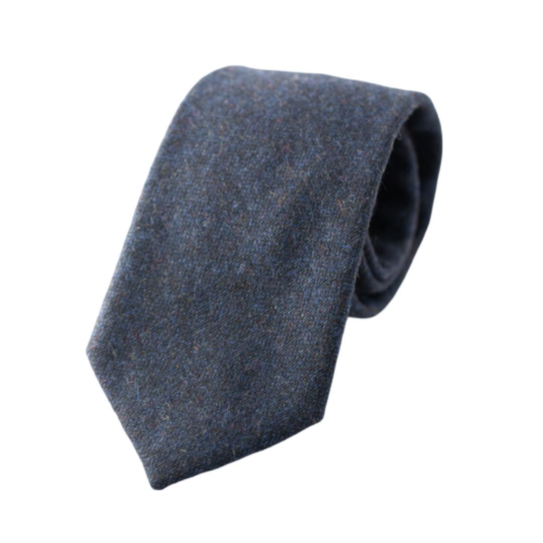 Arthur Navy Blue Tweed Wool Classic Width Tie
