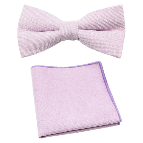 Viola Soft Purple Cotton Blend Bow Tie and Pocket Square Set