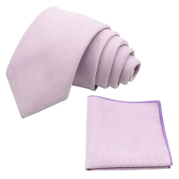 Viola Soft Purple Cotton Blend Tie and Pocket Square Set
