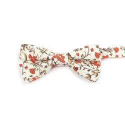 Otto Dusty Orange, Cream & Moss Greens Floral Print Cotton Boy’s Bow Tie and Burnt Orange Braces Set