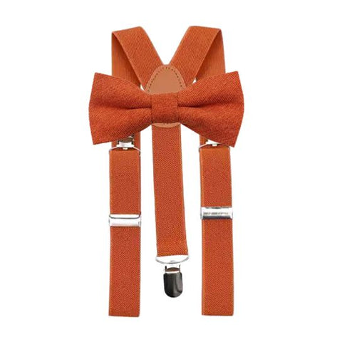 Bea Burnt Orange Boy’s Bow Tie and Burnt Orange Braces Set