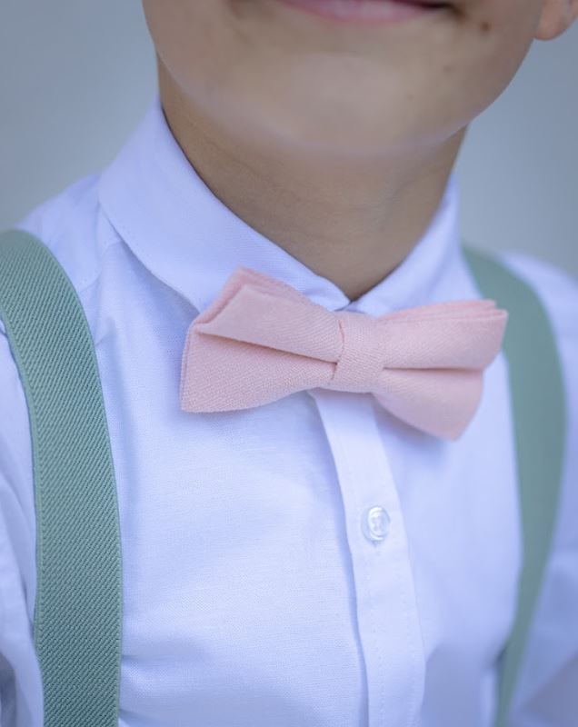Rose Dusty Pink Cotton Blend Boy’s Bow Tie and Pocket Square Set