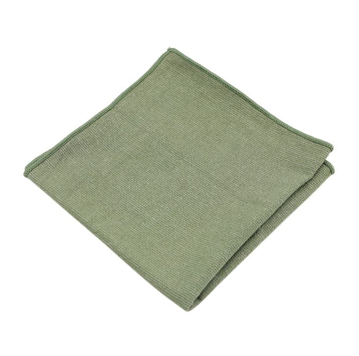 Neve Light Green Olive Cotton Bow Tie, Pocket Square and Brown Braces Set