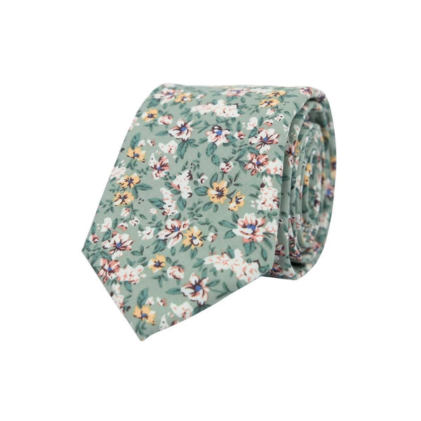 Isa Green, Cream & Yellow Floral Tie