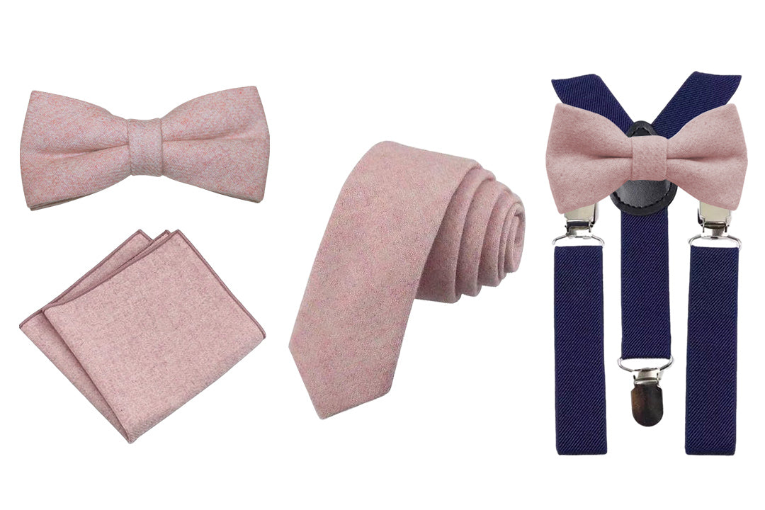Tallulah Dusty Pink Mens Wool Bow Tie