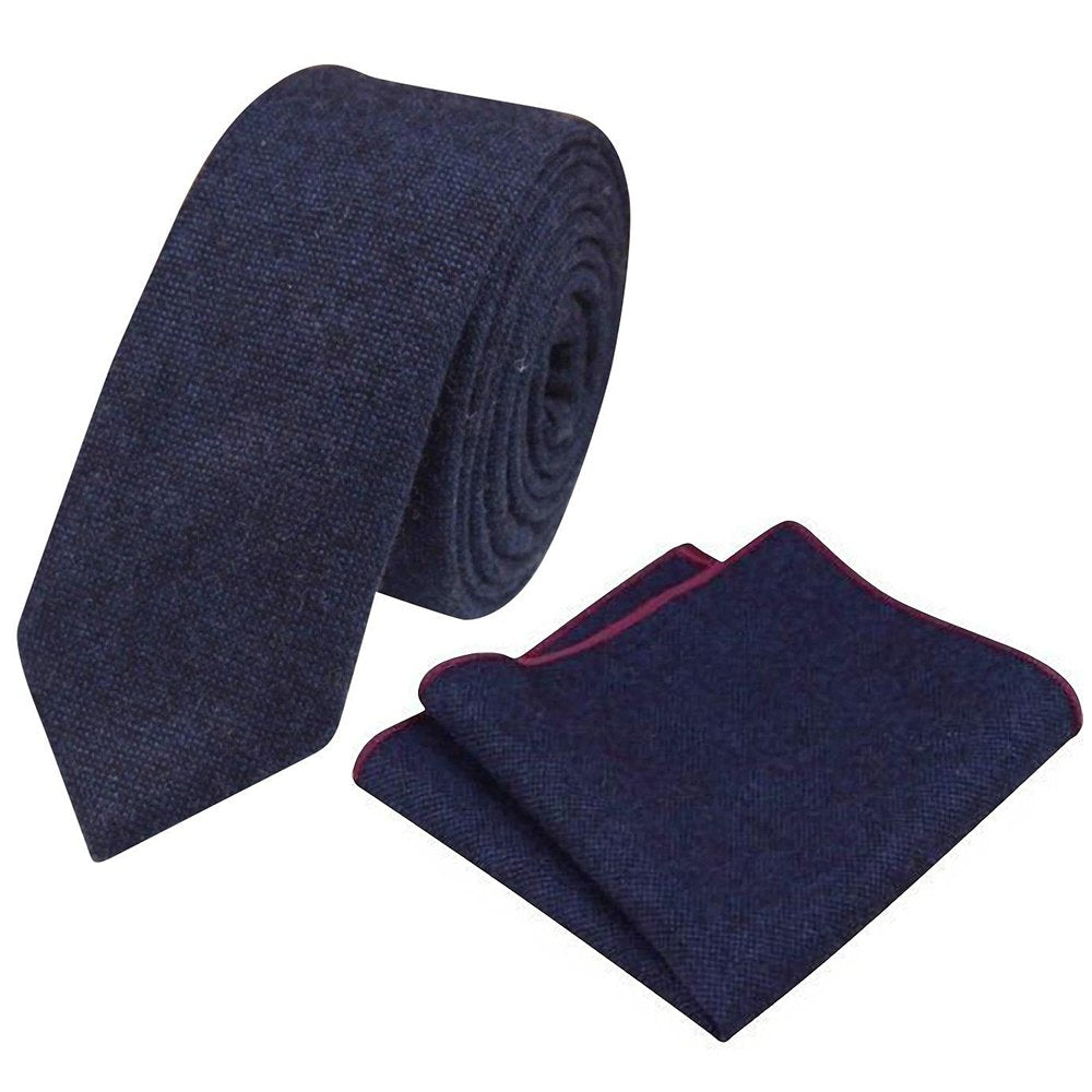 navy tweed tie and pocket square