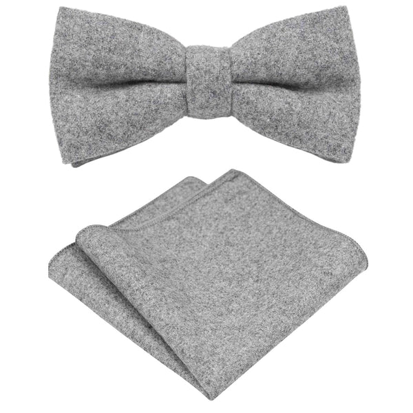 Amelia Grey Tweed Bow Tie & Pocket Square Set