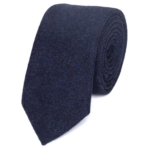 Arthur Navy Blue Tweed Wool Classic Width Tie