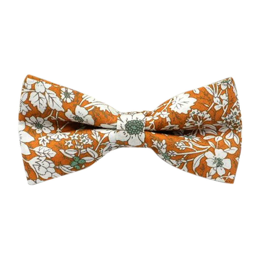 Nora Orange Floral Cotton Bow Tie