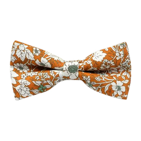 Nora Boys Orange Floral Cotton Bow Tie