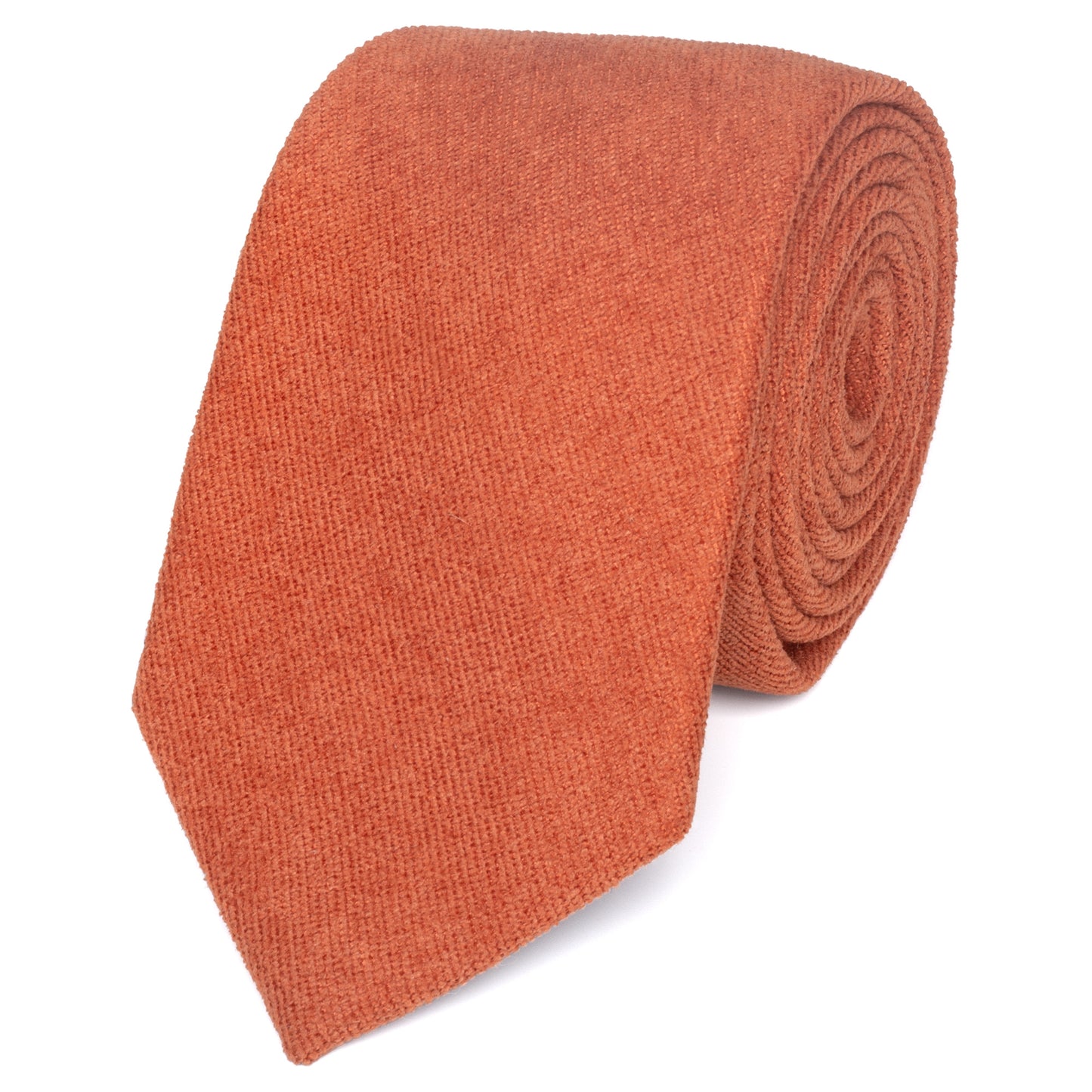 Bea Rusty Burnt Orange Cotton Blend Skinny Tie