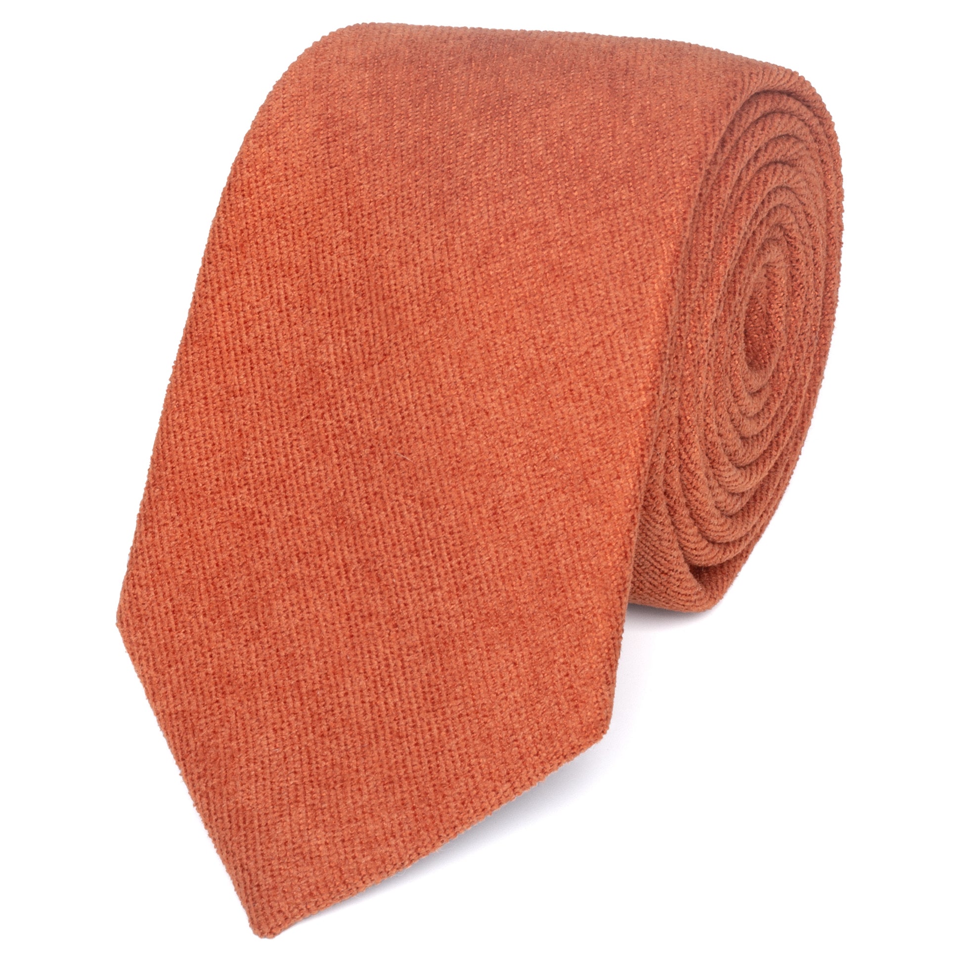 Bea Rusty Burnt Orange Cotton Blend Skinny Tie