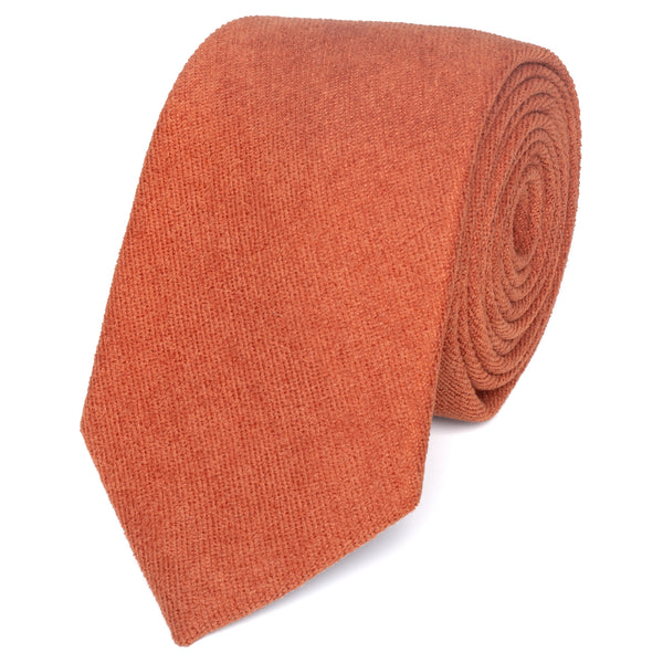 Bea Rusty Burnt Orange Cotton Blend Skinny Tie