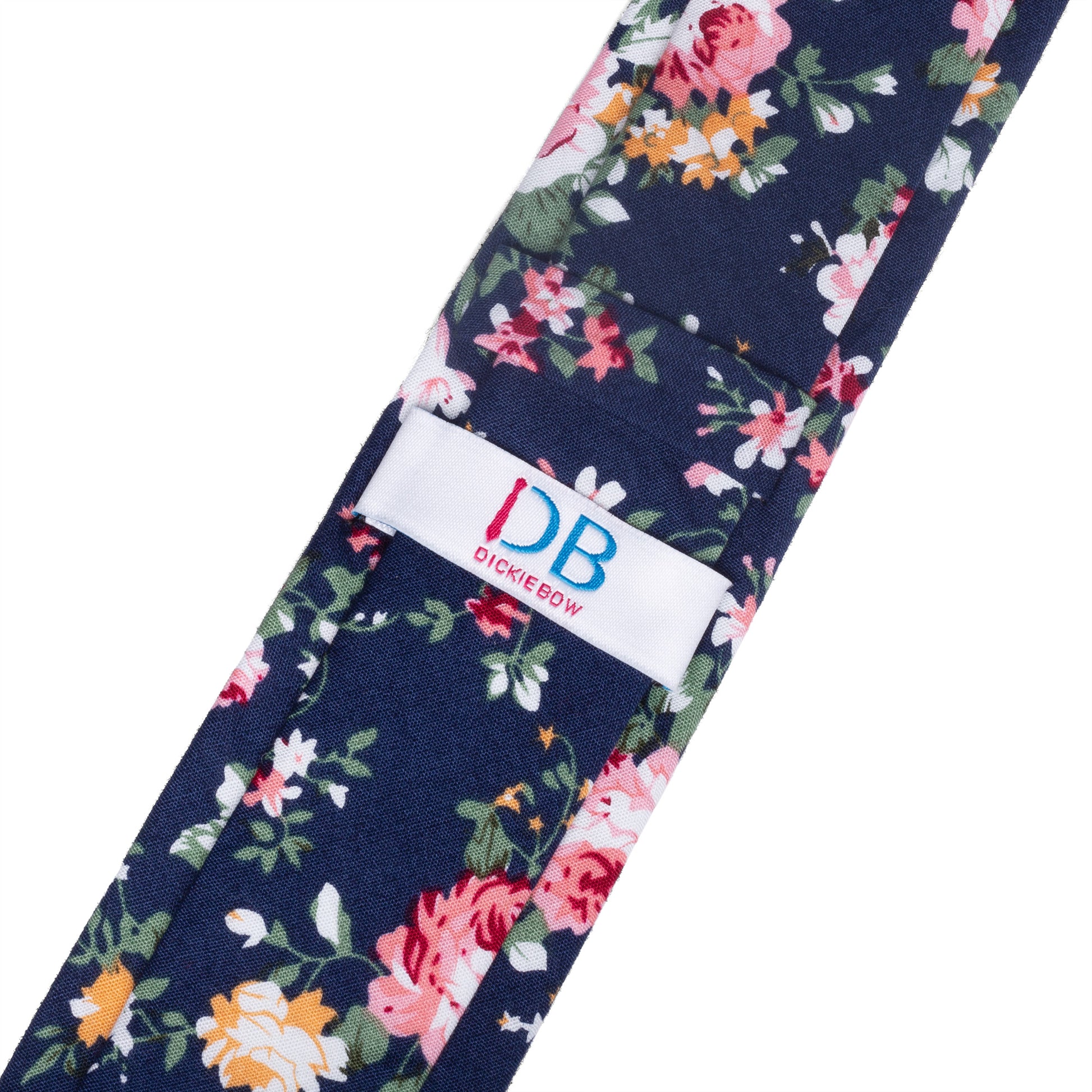 Blue Floral Cotton Skinny Tie