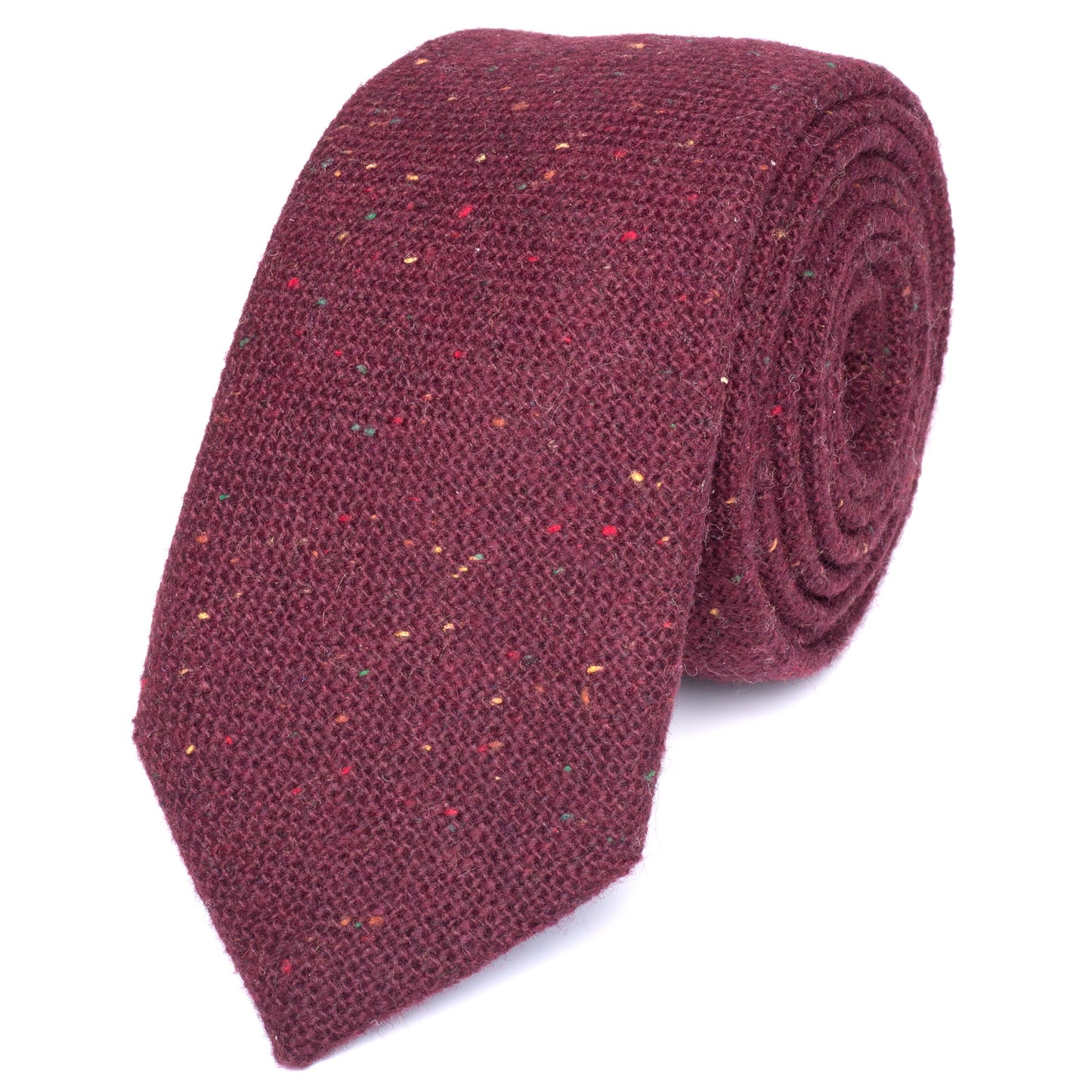 Carter Tweed Burgundy Red Skinny Tie