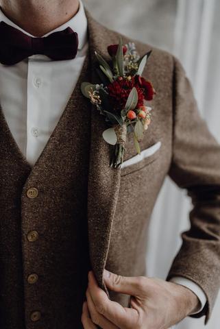 Carter Tweed Wool Burgundy Red Bow Tie