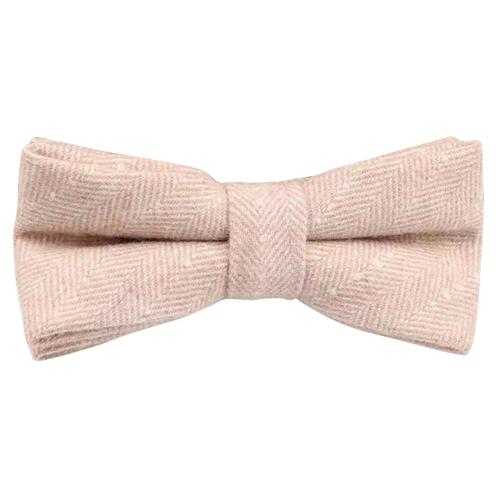 Elle Pink Herringbone Kids Boys Tweed Bow Tie