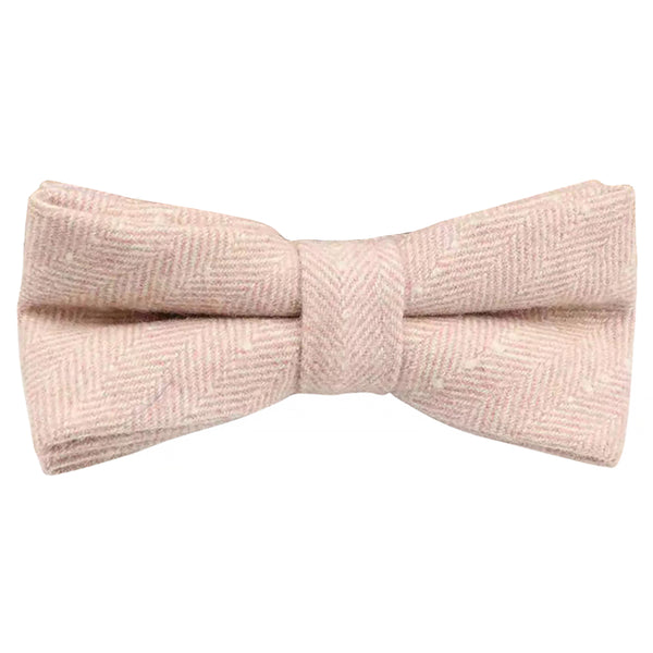 Elle Pink Herringbone Tweed Bow Tie