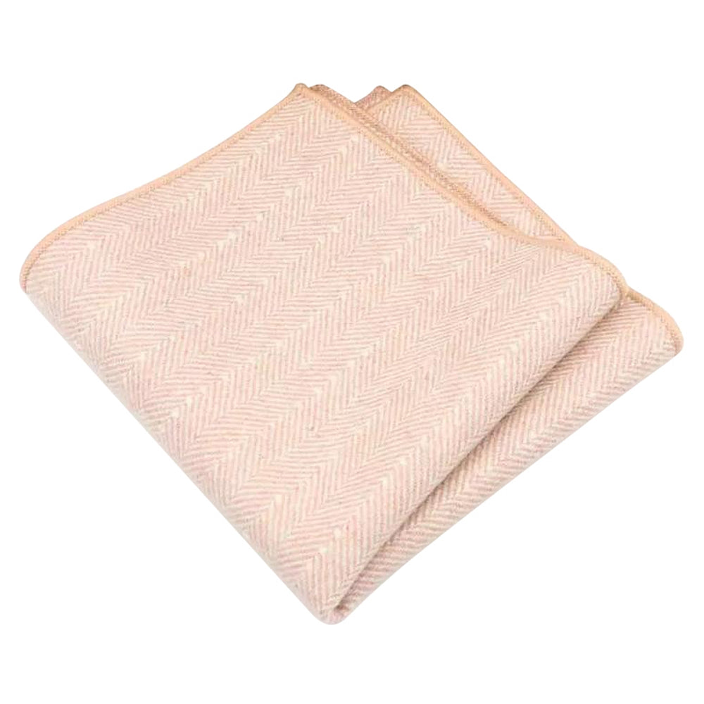 Elle Pink Herringbone Tweed Pocket Square