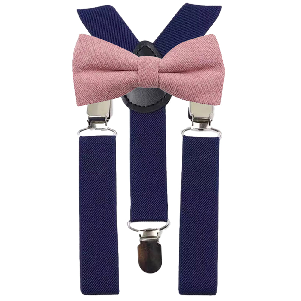 Rose Boys Dusty Rose Pink Bow Tie and Navy Braces
