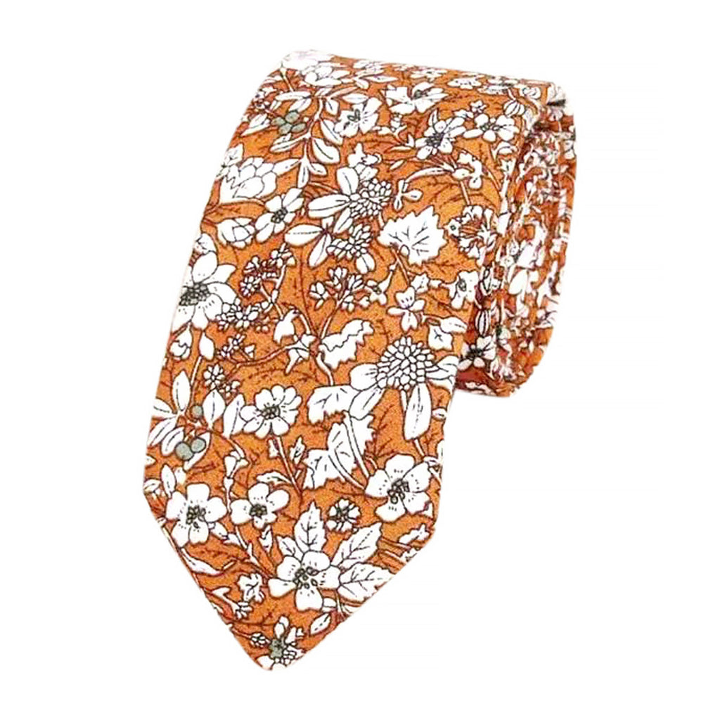Nora Orange Floral Cotton Tie
