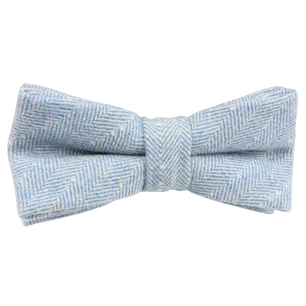 Nyla Blue Herringbone Tweed Bow Tie