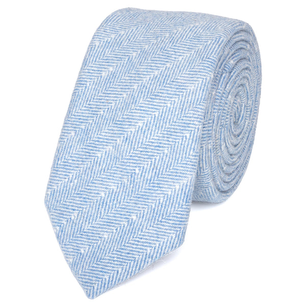 Nyla Blue Herringbone Tweed Tie
